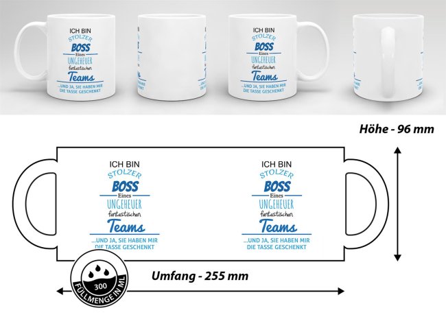 Tasse Stolzer Boss eines ungeheuer fantastischen Teams