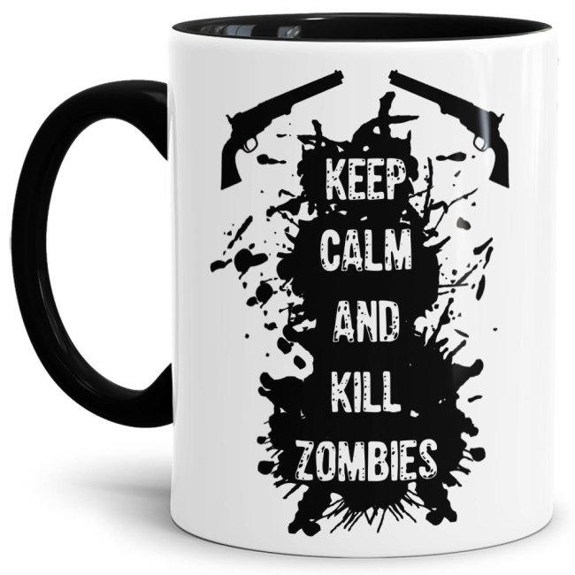 Tasse Keep Calm and kill Zombies Schwarz