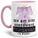 Elefanten -Tasse Ich bin eine Prinzessin du Pisser Rosa
