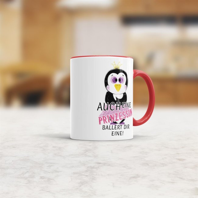 Pinguin -Tasse Auch ein Prinzessin ballert dir eine Rot