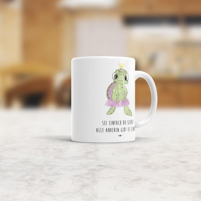 Schildkr&ouml;ten -Tasse Sei einfach du selbst Weiss