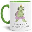 Schildkröten -Tasse Sei einfach du selbst Hellgrün