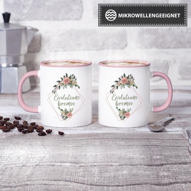 Tasse Blumen - Evolutionsbremse - Innen &amp; Henkel Rosa