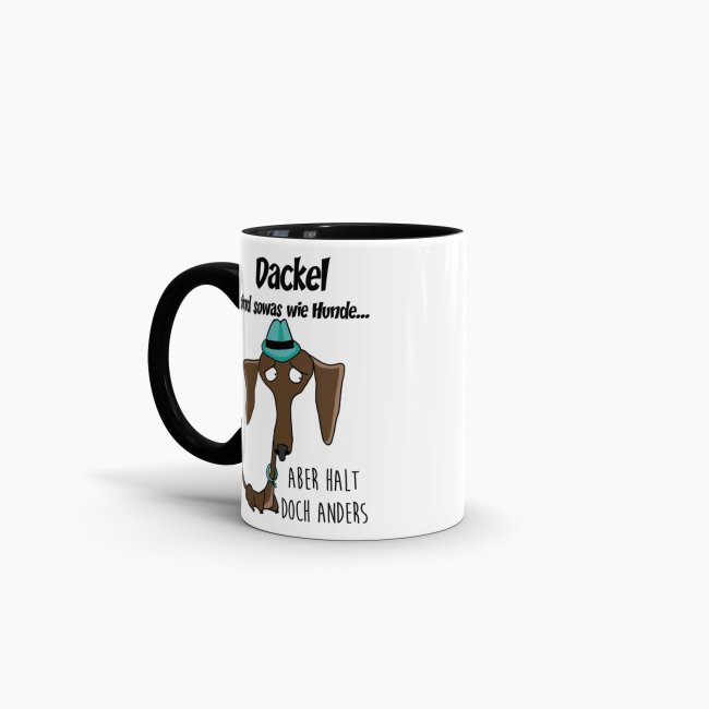 Dackeltasse - Dackel sind sowas wie Hunde&hellip; - Innen &amp; Henkel Schwarz