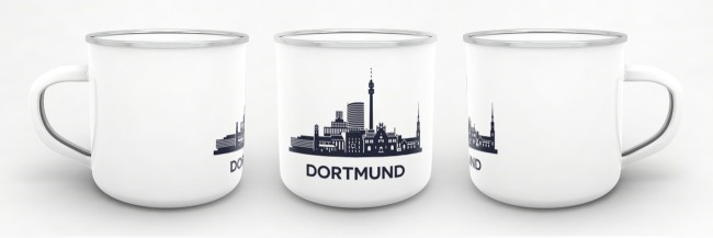 Emaille-Tasse - Skyline Dortmund