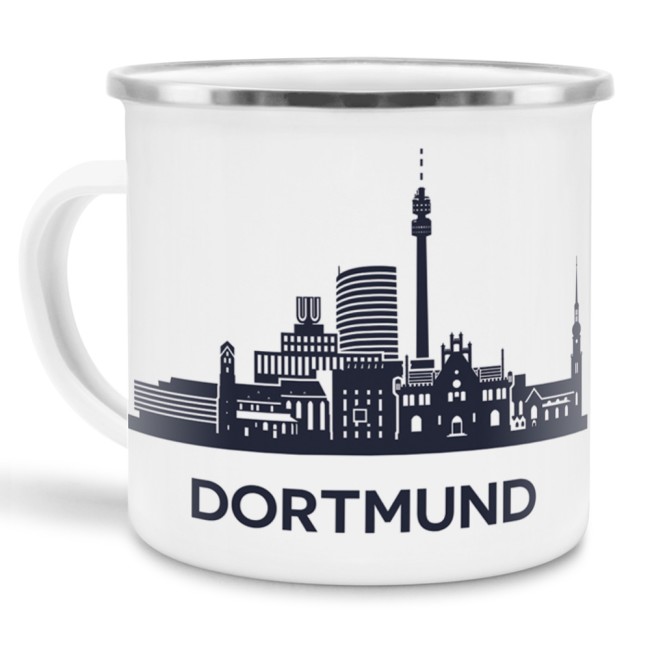 Emaille-Tasse - Skyline Dortmund