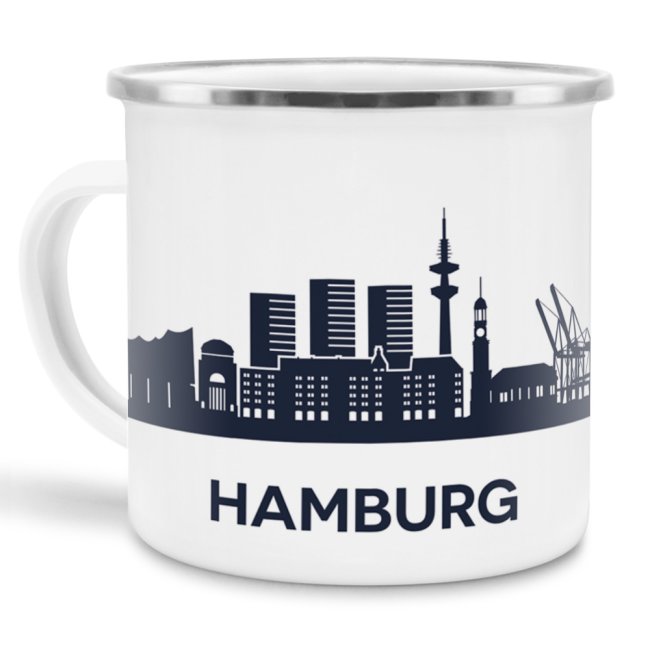 Emaille-Tasse - Skyline Hamburg