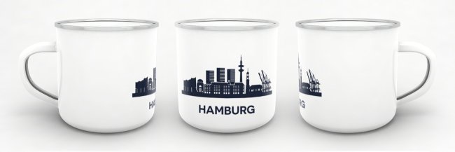 Emaille-Tasse - Skyline Hamburg
