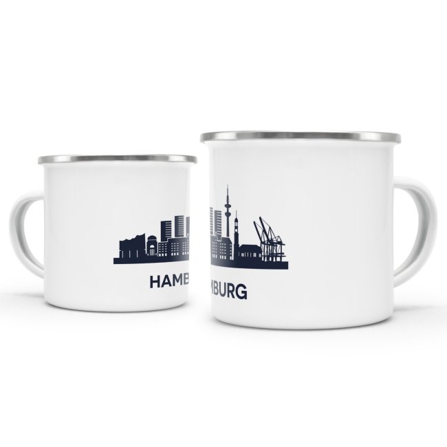 Emaille-Tasse - Skyline Hamburg