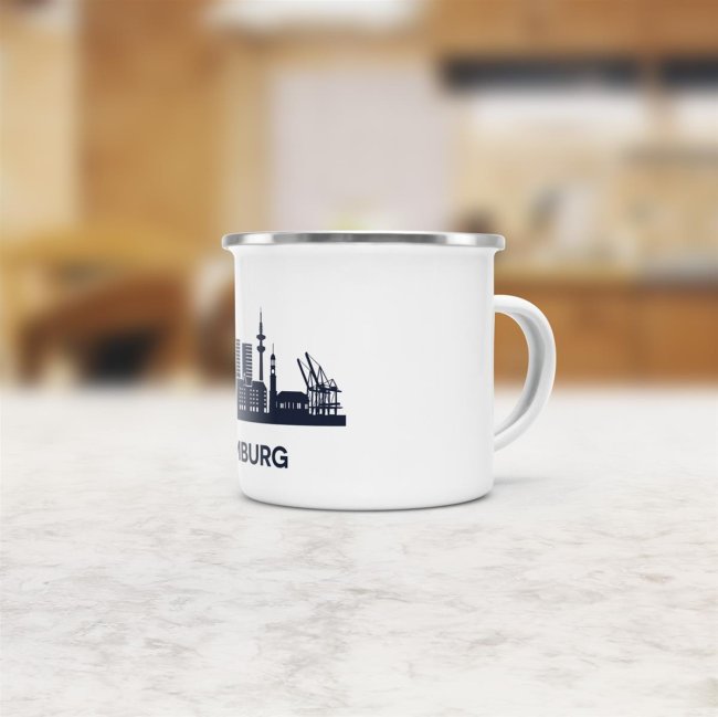 Emaille-Tasse - Skyline Hamburg