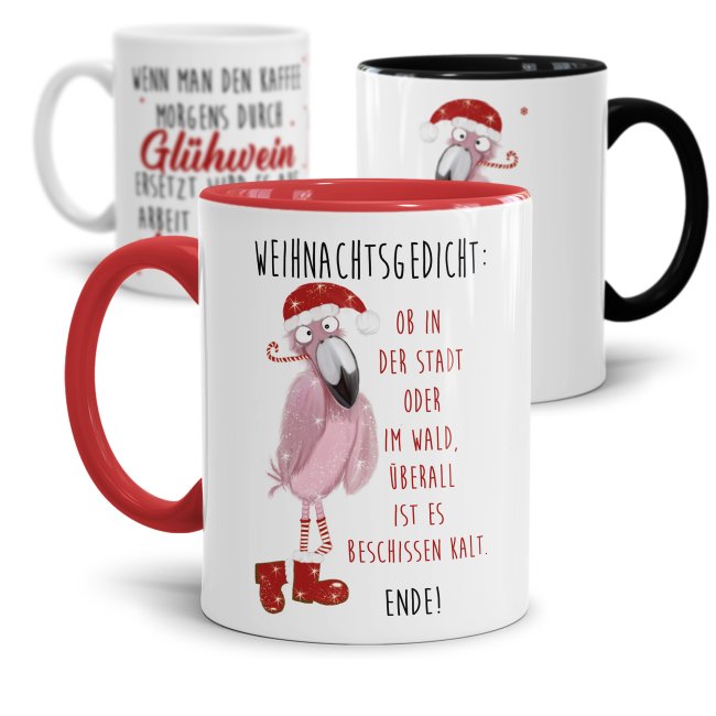 Weihnachtstasse - Flamingo mit lustigen Weihnachtssprüchen
