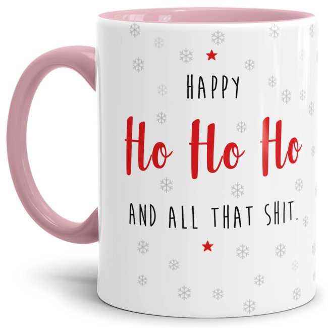 Weihnachtstasse - Happy Ho Ho Ho - Rosa