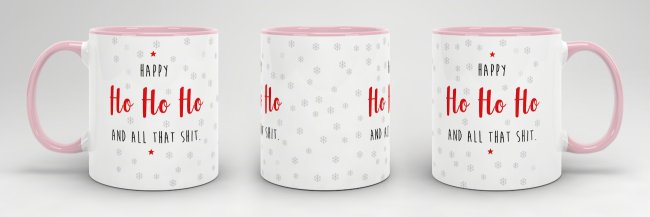 Weihnachtstasse - Happy Ho Ho Ho - Rosa