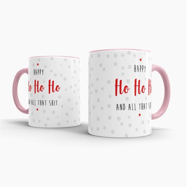 Weihnachtstasse - Happy Ho Ho Ho - Rosa