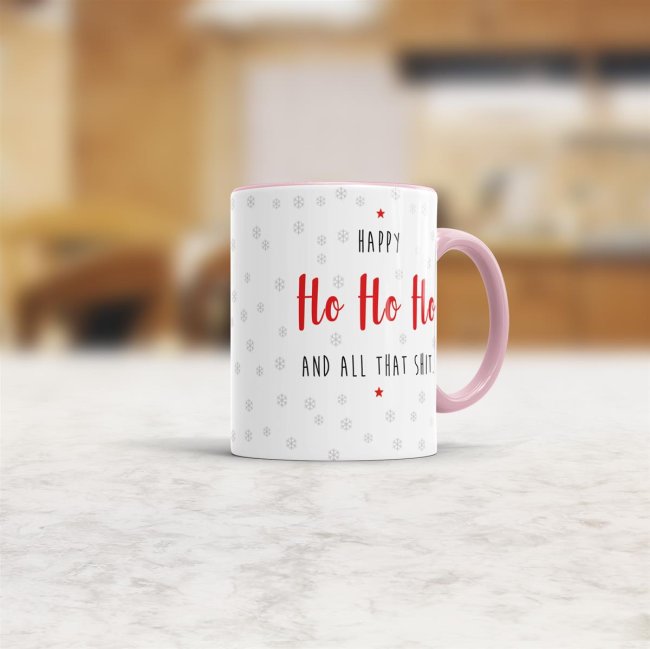 Weihnachtstasse - Happy Ho Ho Ho - Rosa
