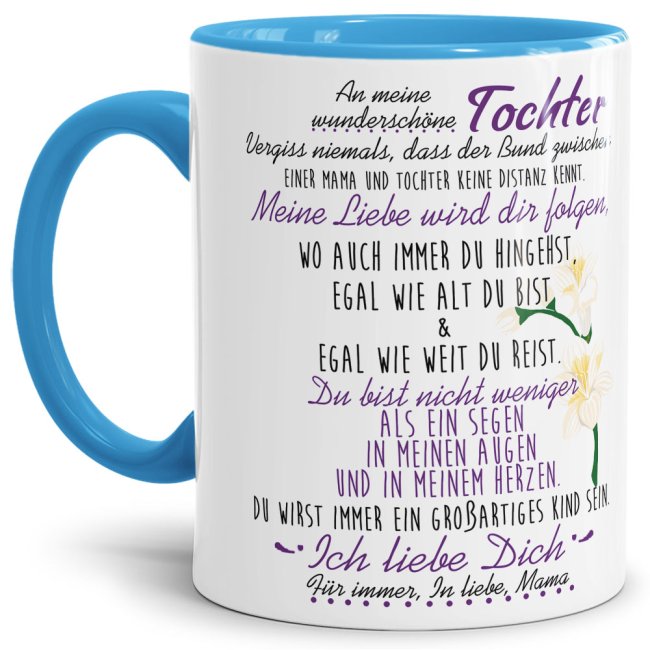 35++ Kommunion spruch fuer tochter , Tasse mit Spruch von Mama für die Tochter Innen &amp; Henkel Hellblau , 9,95