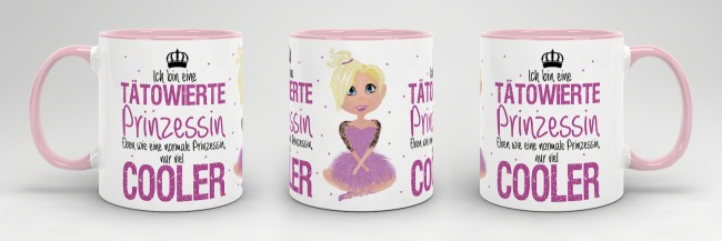 Tasse T&auml;towierte Prinzessin - Blond Rosa