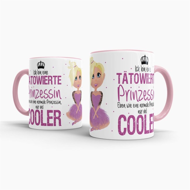 Tasse T&auml;towierte Prinzessin - Blond Rosa