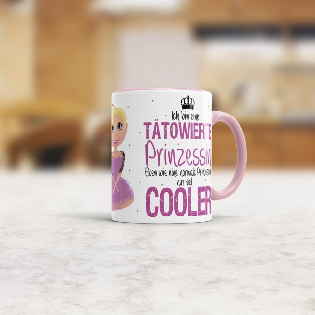 Tasse T&auml;towierte Prinzessin - Blond Rosa