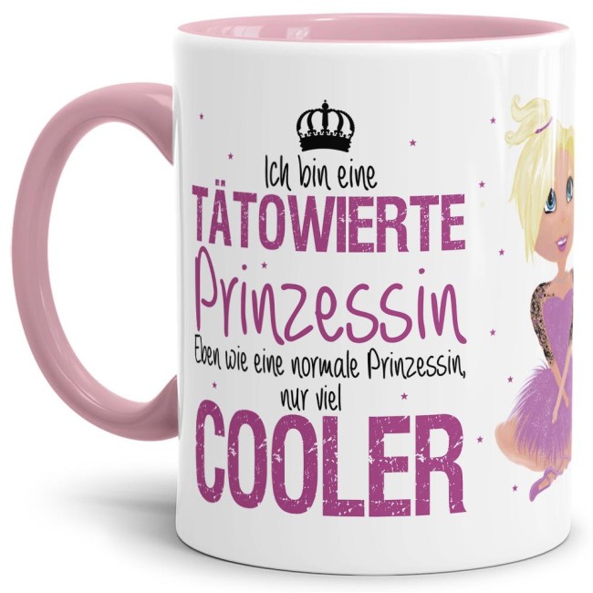 Tasse T&auml;towierte Prinzessin - Blond Rosa
