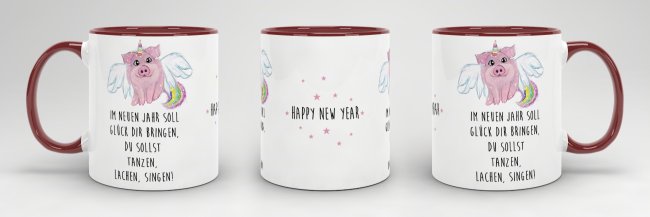 Tasse Im neuen Jahr Weinrot
