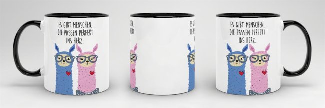 Tasse Alpaka - Perfekt ins Herz Schwarz