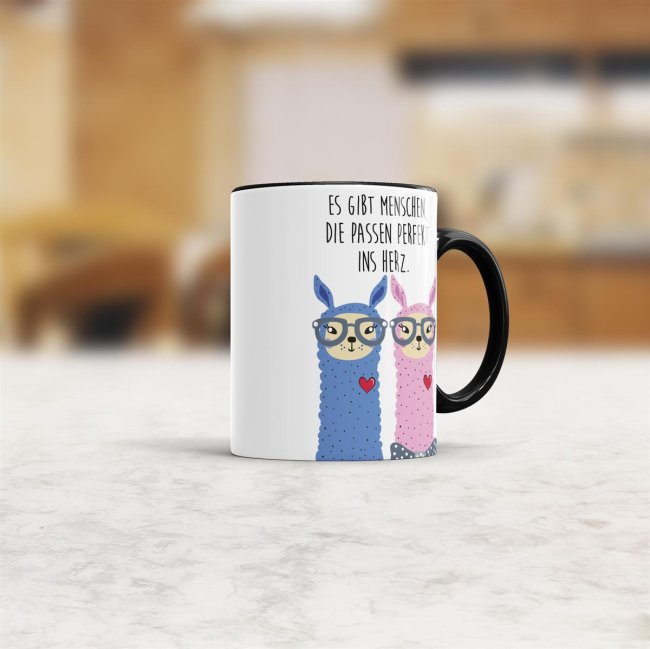Tasse Alpaka - Perfekt ins Herz Schwarz