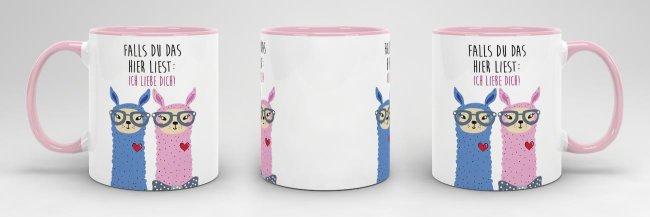 Tasse Alpaka - Ich Liebe dich Rosa