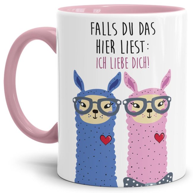 Tasse Alpaka - Ich Liebe dich Rosa
