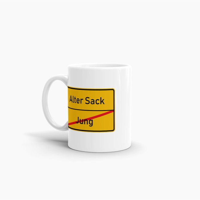 Tasse - Ortsschilder Jung -&gt; Alter Sack