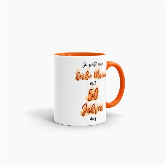Tasse Es dauer XX Jahre um so gut auszusehen -Alter w&auml;hlbar- Mama zum 50. Geburtstag Innen &amp; Henkel Orange