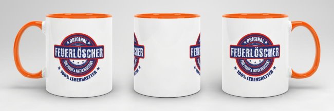 Tasse - Feuerl&ouml;scher - 100% Lebensretter - Orange