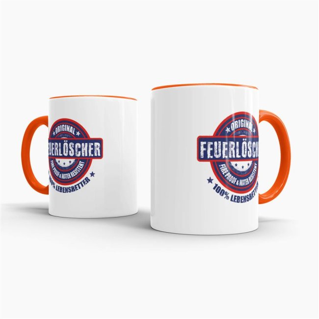 Tasse - Feuerl&ouml;scher - 100% Lebensretter - Orange