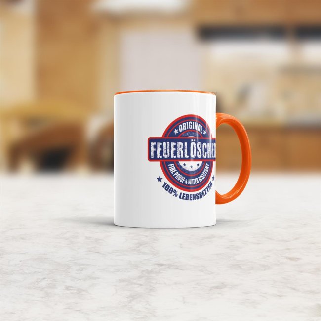 Tasse - Feuerl&ouml;scher - 100% Lebensretter - Orange