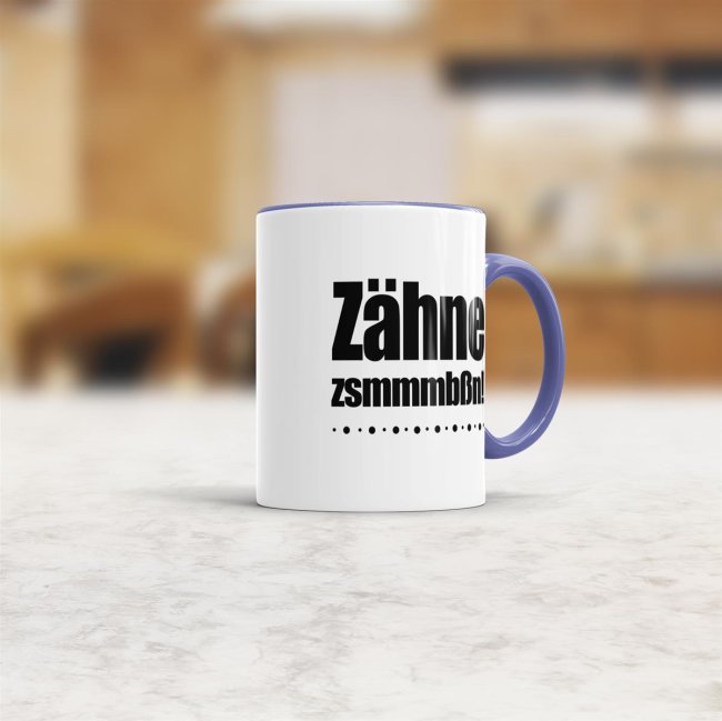 Berufe-Tasse - Z&auml;hne zusammenbei&szlig;en! - Cambridge Blau