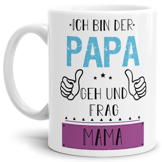 Bavaglino Con Frasetta Divertente: 'Wenn Mama E Papa No Sagen, Frag...' – 100% Cotone, Chiusura Velcro, 24x35 Cm, Bianco