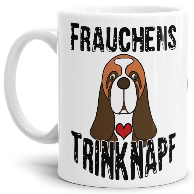 Tasse Bassethound Frauchens Trinknapf Weiss