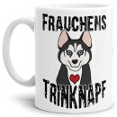 Tasse Husky Frauchens Trinknapf Weiss