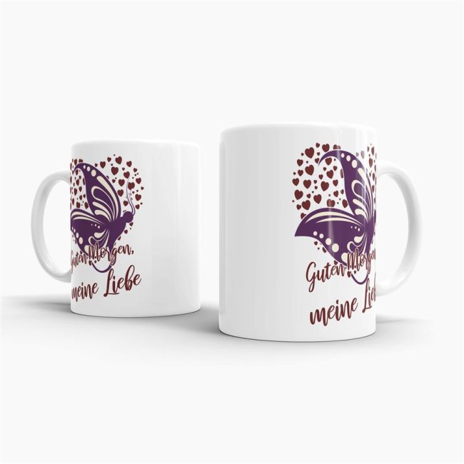 Tasse Guten Morgen meine Liebe -  Schmetterling - Wei&szlig;
