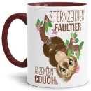 Tasse Faultier Sternzeichen - Aszendent Couch Weinrot