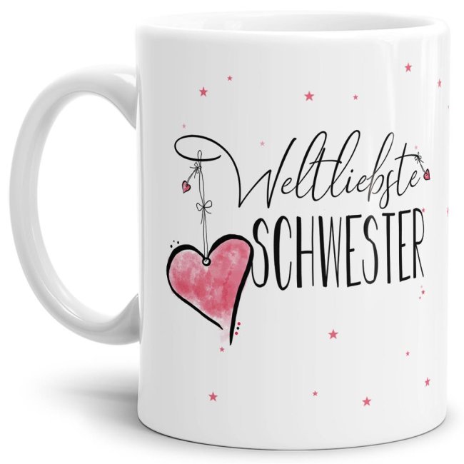 Tasse - Weltliebste Schwester Weiss
