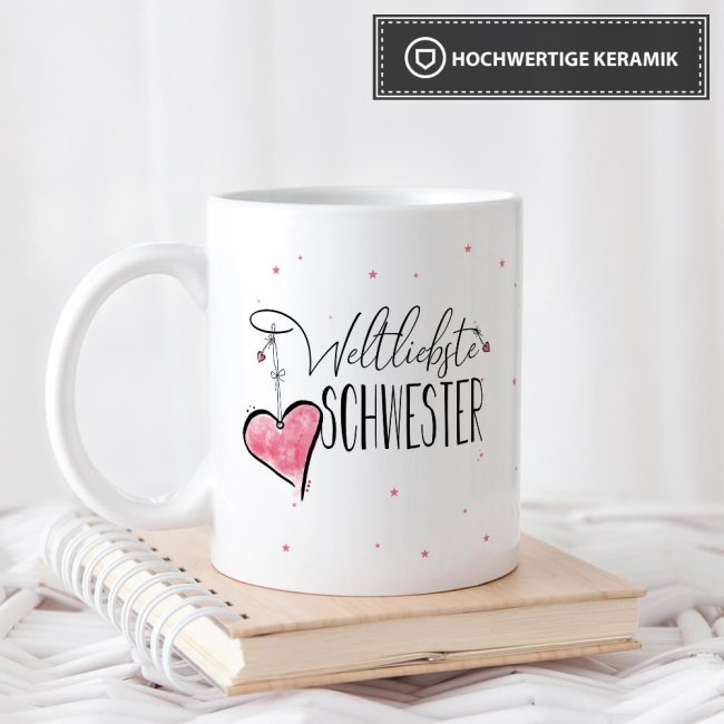 Tasse - Weltliebste Schwester Weiss