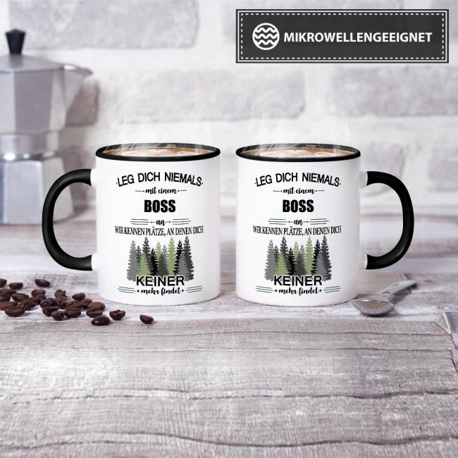 Berufe-Tasse - Leg dich niemals mit einem Boss an - Schwarz