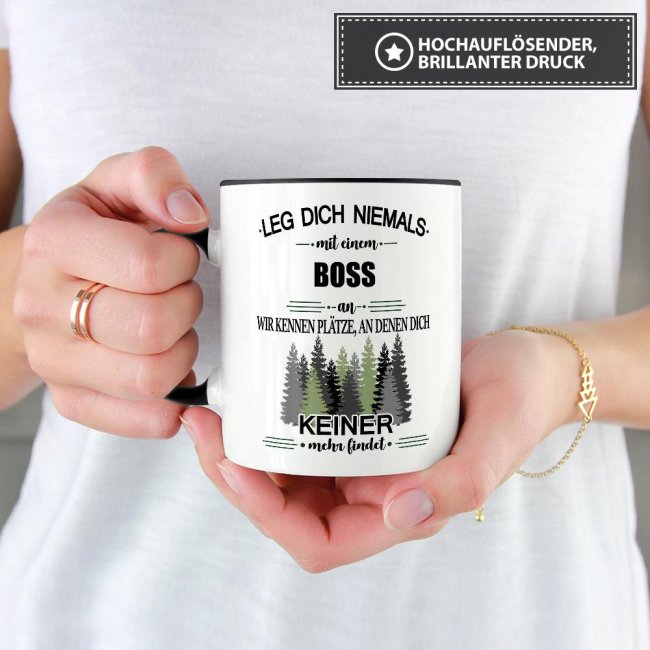 Berufe-Tasse - Leg dich niemals mit einem Boss an - Schwarz