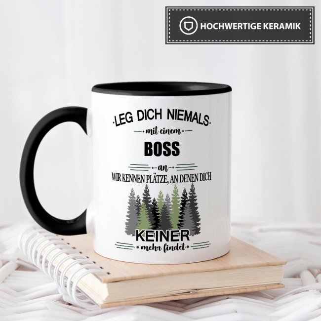 Berufe-Tasse - Leg dich niemals mit einem Boss an - Schwarz