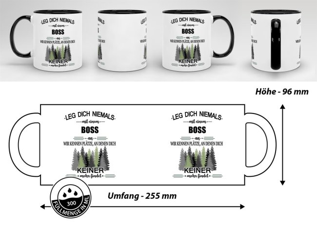 Berufe-Tasse - Leg dich niemals mit einem Boss an - Schwarz