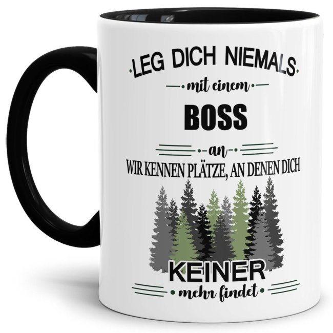 Berufe-Tasse - Leg dich niemals mit einem Boss an - Schwarz