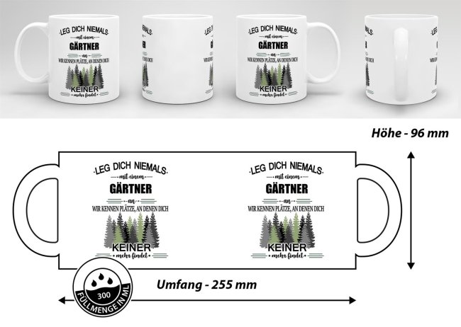 Berufe-Tasse - Leg dich niemals mit einem G&auml;rtner an - Wei&szlig;