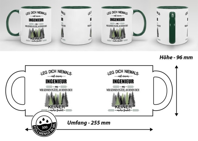 Berufe-Tasse - Leg dich niemals mit einem Ingenieur an - Dunkelgr&uuml;n