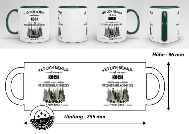 Berufe-Tasse - Leg dich niemals mit einem Koch an - Dunkelgr&uuml;n
